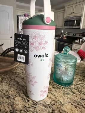 Owala 13 Azalea free sip Travel Bottle with Green Lid